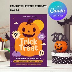 halloween poster template, halloween party flyer template canva editable instant downlod