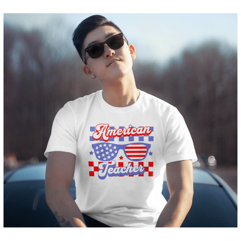 American Teacher Clothes 4th of July Summer Teacher Shirt Red White and Blue Patriotic Gift for Teacher Gift for Memorial Veterans Flag Day - 2.jpg
