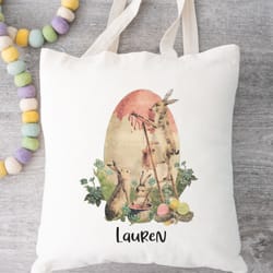 artsy tote bag personalized easter basket tote bag easter bucket cute easter tote bag
