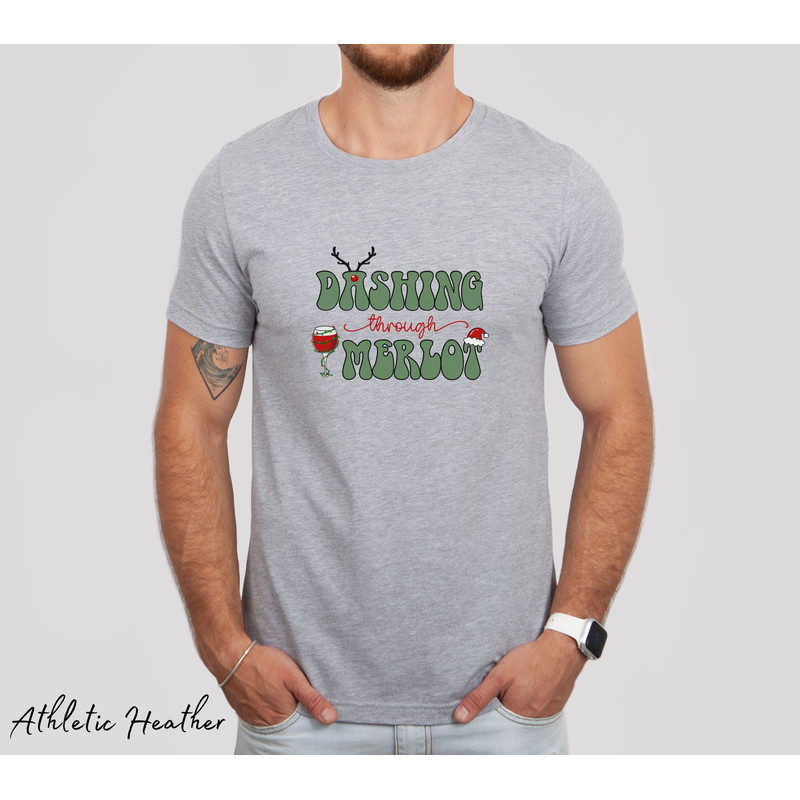 Christmas Wine Shirt, Dashing Through Merlot, Funny Wine Saying, Wine Tasting Shirt, Retro Holiday Shirt for Wine Lovers, Reindeer T shirt - 4.jpg