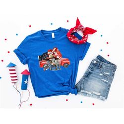 patriotic vintage truck shirt, american cow shirt, 4th of july t-shirt, fourth of july shirt, retro america shirt, ameri