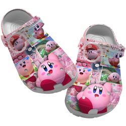 kirby clog shoes unisex, kirby crocs, kirby sandals, video game crocs, video anime clog shoes