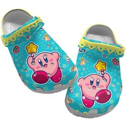 kirby clog shoes unisex, kirby sandals, video game crocs, video anime clog shoes, kirby crocs