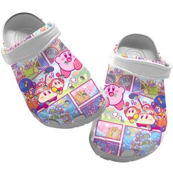 kirby clog shoes unisex, kirby crocs, video game crocs, video anime clog shoes, kirby sandals