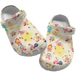 kirby clog shoes unisex, kirby crocs, kirby sandals, video anime clog shoes, video game crocs