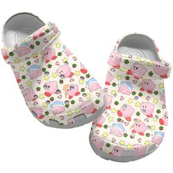 kirby sandals, kirby clog shoes unisex, kirby crocs, video game crocs, video anime clog shoes