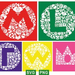 super mario svg, mario bros svg, super luigi svg, mario mosaic svg png