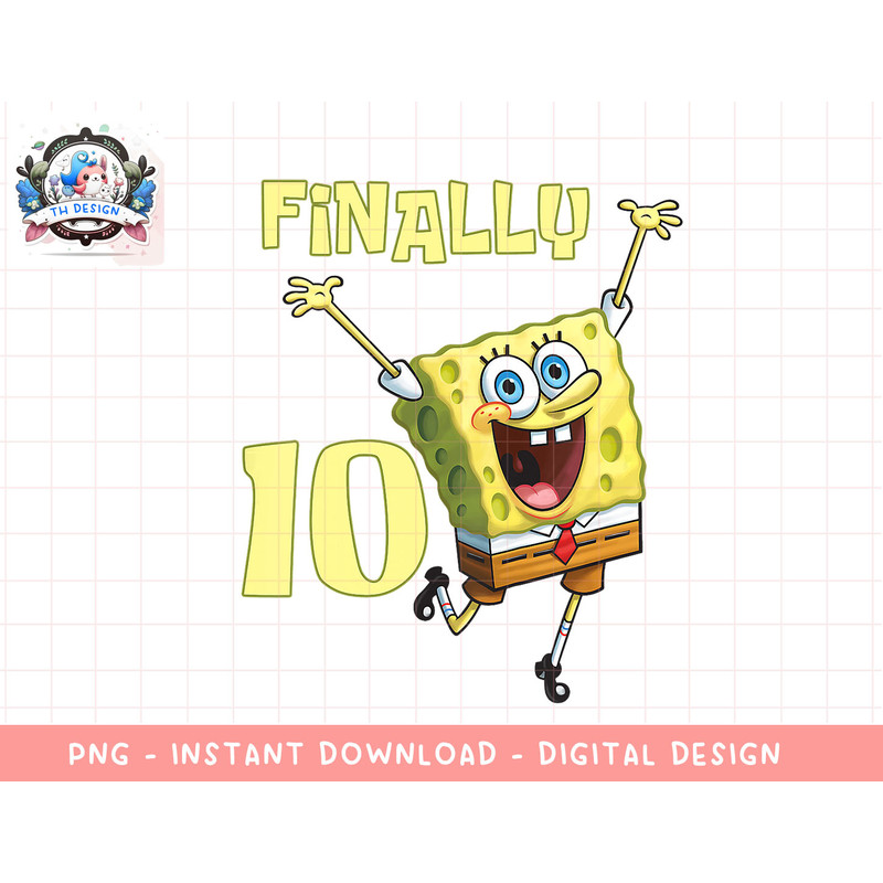 Mademark x SpongeBob SquarePants - Kids Original SpongeBob Square Pants - 10th Birthday. Finally 10. copy.jpg