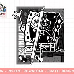 mademark x spongebob squarepants - spongebob black and white happy and sad artline greyscale png, sublimation.jpg