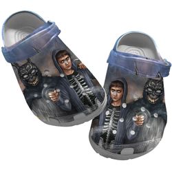 donnie darko crocs, donnie darko sandals, movie crocs, movie clog shoes, movie sandals, donnie darko clog shoes unisex