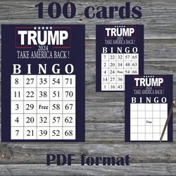 Trump bingo cards,Printable bingo trump,Donald Trump bingo card,Trump Bingo,100 Printable Bingo Cards--3