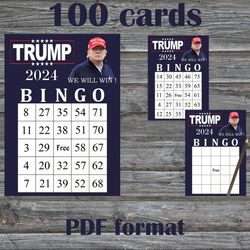 Trump bingo cards,Printable bingo trump,Donald Trump bingo card,Trump Bingo,100 Printable Bingo Cards--6