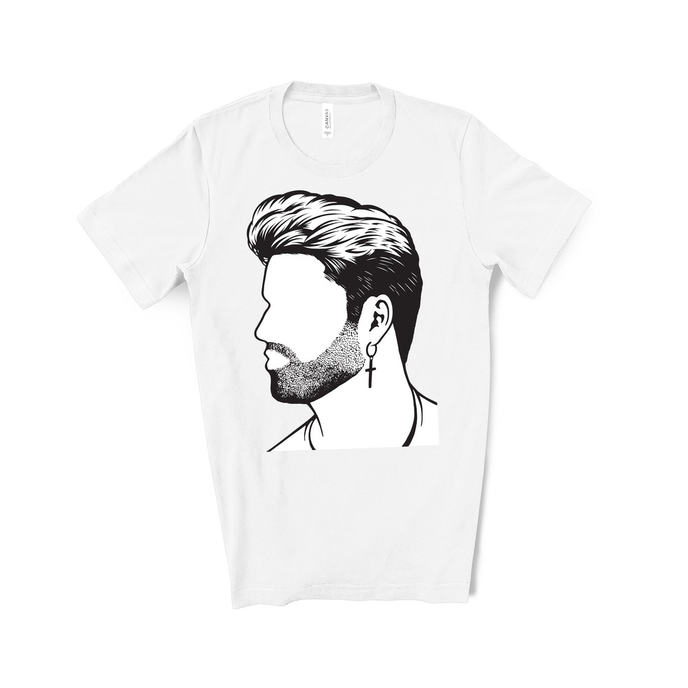 Black face George michael image black gift for Classic T-Shirt 104_T-Shirt_White.jpg