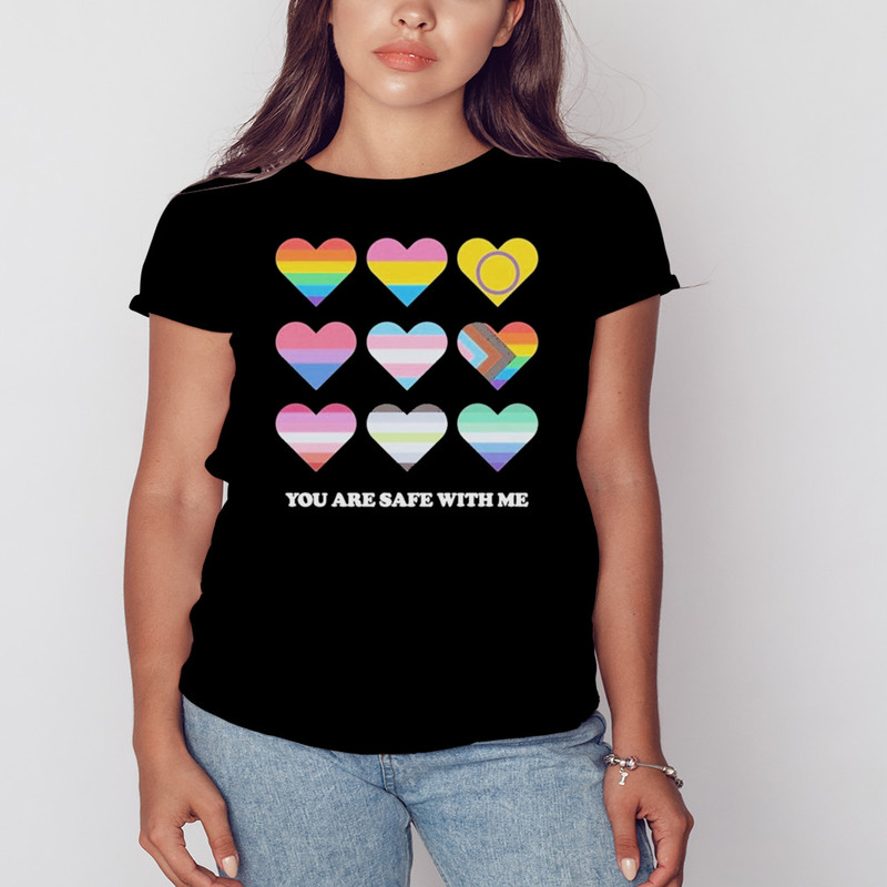 You are safe with me Pride Ally Shirt, Unisex Clothing, Shirt for Men Women, Graphic Design, Unisex Shirt