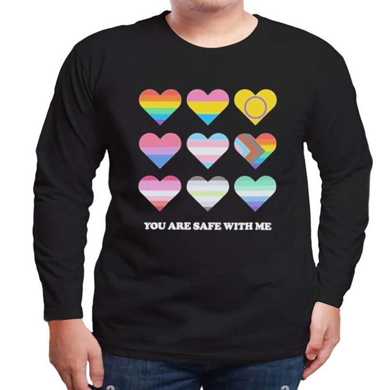 You are safe with me Pride Ally Shirt, Unisex Clothing, Shirt for Men Women, Graphic Design, Unisex Shirt