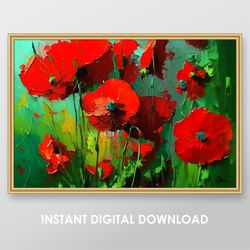 print art red poppies home decor inexpensive gift large office wall art prints digital posters digital download