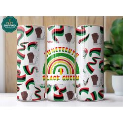 juneteenth black queen tumbler for women, black culture rainbow tumbler, juneteenth rainbow tumbler, celebrate juneteent
