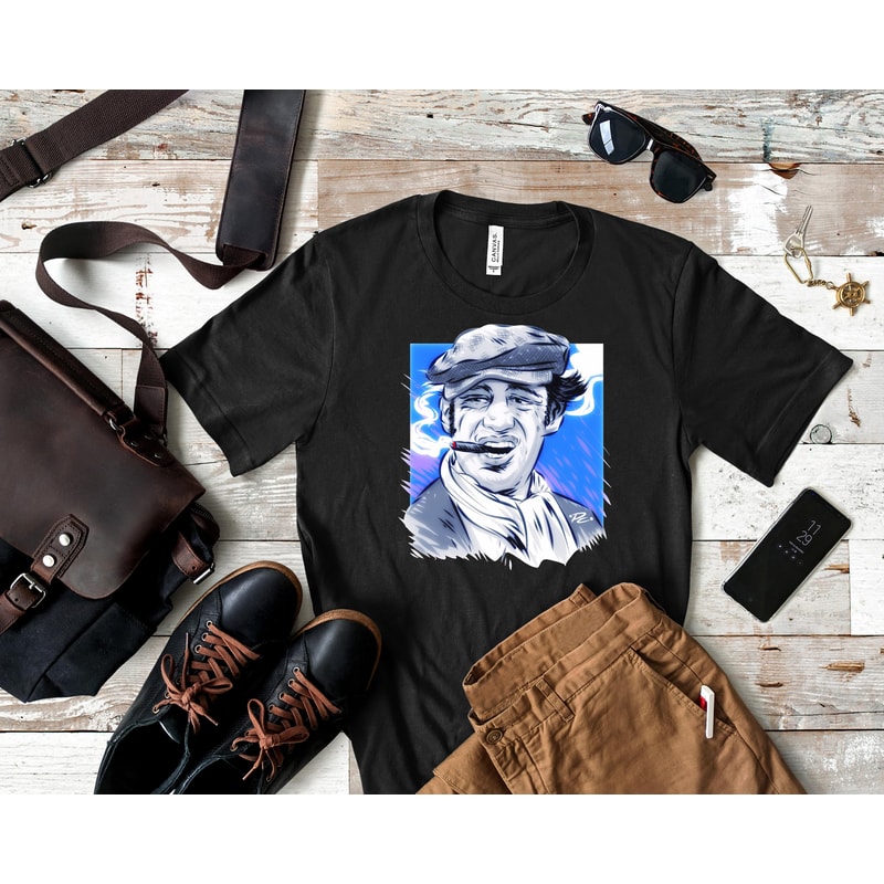 Jean Paul Belmondo - An illustration by Paul Cemmick Classic T-Shirt 1_Shirt_Black.jpg