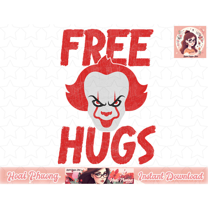 Free Hugs Killer Scary Clown Clothes For Kids png, instant download.jpg