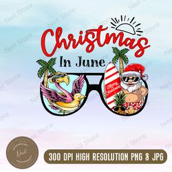 christmas in june sunglasses santa flamingo png, summer vibes, beach vacation, holiday png, tropical png, png files for