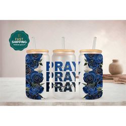 pray on it floral glass can, floral glass can for women, religious gift for her, floral pray can, christian can for girl