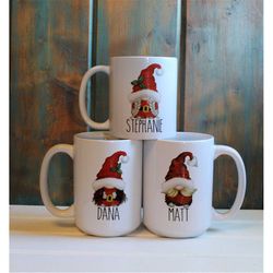 custom holiday gnome mug, christmas gnome, pick your own gnome, name mug, custom gnome with personalization, dishwasher
