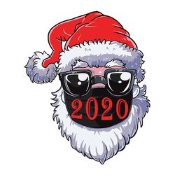 santa wearing mask sunglasses 2020 digital, santa claus png, quanrantine christmas digitals, covid p silhouette svg fies