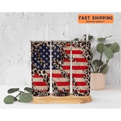 cheetah american flag tumbler for 4th of july, american flag tumbler with for summer, fourth of july tumbler for summer,