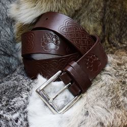 Belt The Trace of the North. Norse Pagan leather belt
