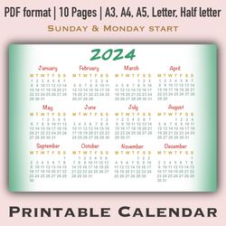 Printable Calendar, Printable Calendar 2024, Wall Calendar, Wall Calendar Printable, Wall Calendar Printable 2024, Poste