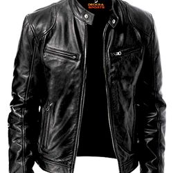 Men's Genuine Cowhide Leather Jacket Motorbike Biker Stylish Jacket Top Coat