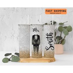 custom mr. tumbler with personalized name, engagement to go cup travel mug bachelor party gifts for groom to be, groom t