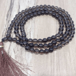 Smokey Quartz Natural Genuine  8mm Mala With 108 Prayer Beads Perfect For Mediation