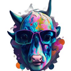 Futuristic Goat Face - Vibrant and Colorful Digital Art