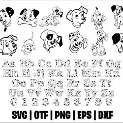 101 dalmatians svg bundle | 101 dalmatian svg, dalmatians png, 101 dalmatians font otf, dog font svg, dog svg bundle