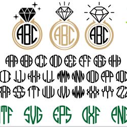ring monogram svg | round monogram font otf | circle monogram font svg, monogram letters svg cut files for cricut