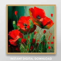print art poppies home decor inexpensive gift office wall art large prints digital posters digital download