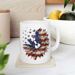 boston terrier sunflower coffee mug, usa flag flower coffee cup, boston terrier gifts, funny july 4th mug, america sunfl