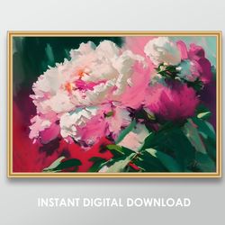 art print bright peonies home decor inexpensive gift office wall art large prints digital posters digital download