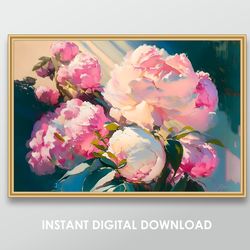 art print peonies home decor inexpensive gift office wall art large prints digital posters painting  digital download