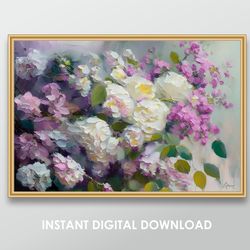 print flowers oil painting home decor inexpensive gift office wall art large prints digital posters digital download