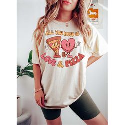 retro comfort colors valentines day shirt,all you need is love and pizza kids retro shirt,kids valentines day shirt,cute