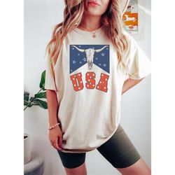 retro comfort usa shirt, longhorn bull head usa shirt, howdy 4th of july tshirt, country 4th of july, happy 4th of july,