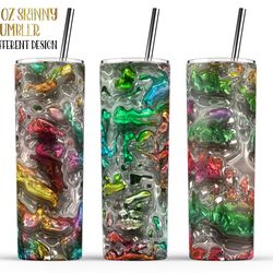 20 oz 3d liquid glossy skinny tumbler sublimation , vibrant color gradient glossy tumbler template , 3d holographic