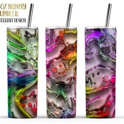 20 oz 3d liquid glossy skinny tumbler sublimation , vibrant color gradient glossy tumbler template , 3d holographic