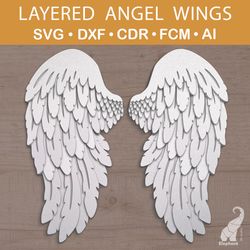 3D layered angel wings svg cut files