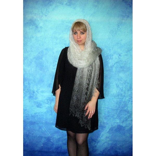 gray warm scarf,russian shawl,tippet,wrap,cover up.JPG