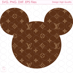 brown lv mickey head svg, lv pattern svg, louis vuitton logo svg, mickey logo svg