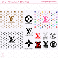 lv seamless logo bundle, lv logo svg, lv flower logo, logo svg
