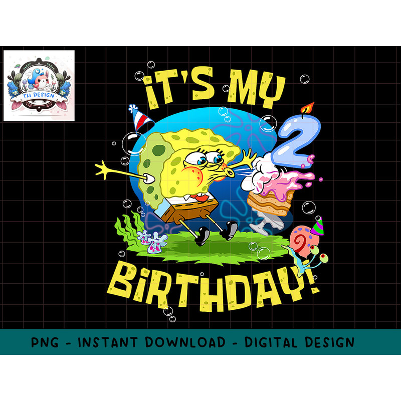 Mademark x SpongeBob SquarePants - Spongebob Its My 2nd Birthday Cake B-Day Baby Spongebob png, sublimation.jpg